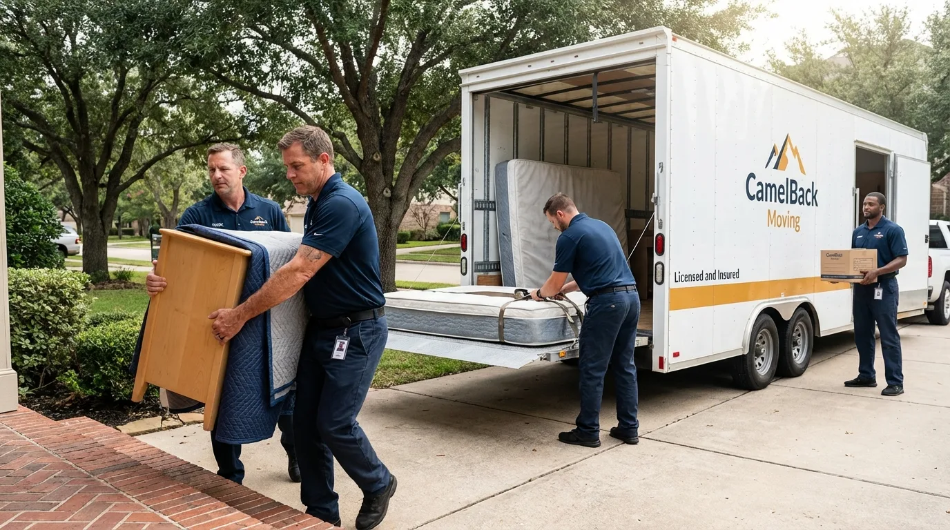 Crew loading residential truck for cross-state move from Freeland, PA